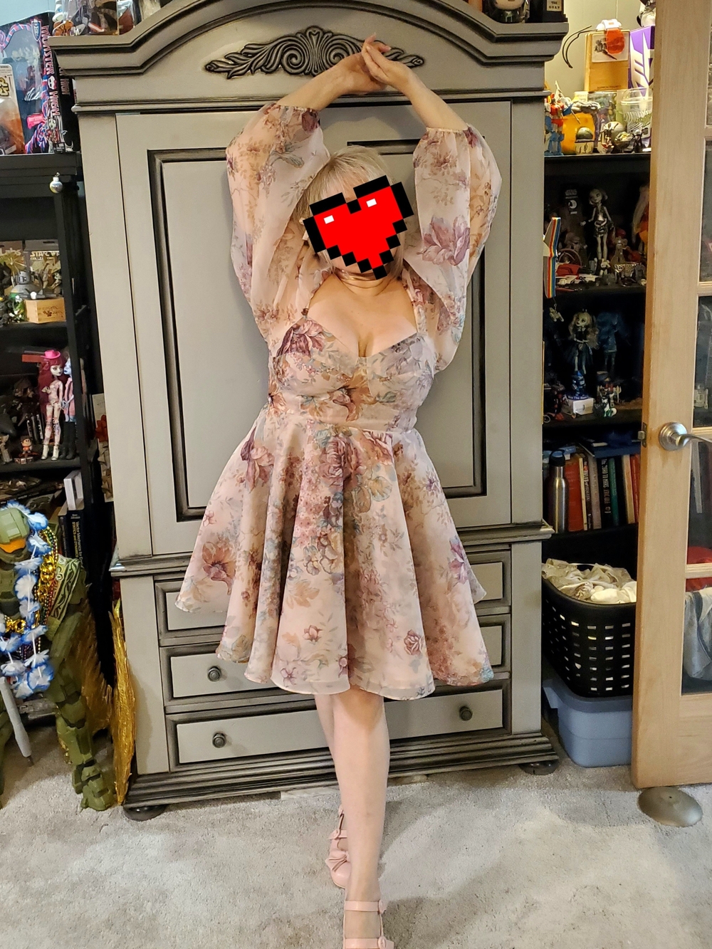 Selkie Yorkshire Princess Dress with Puff Sleeves - Blush Floral